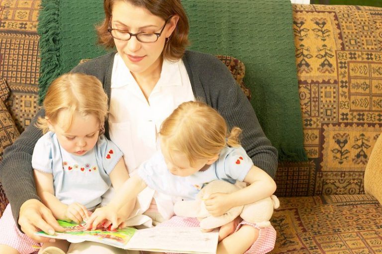 reading books to twins