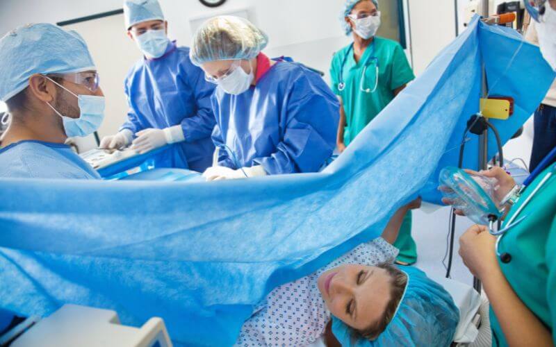 Triplet C-section delivery and post-birth recovery